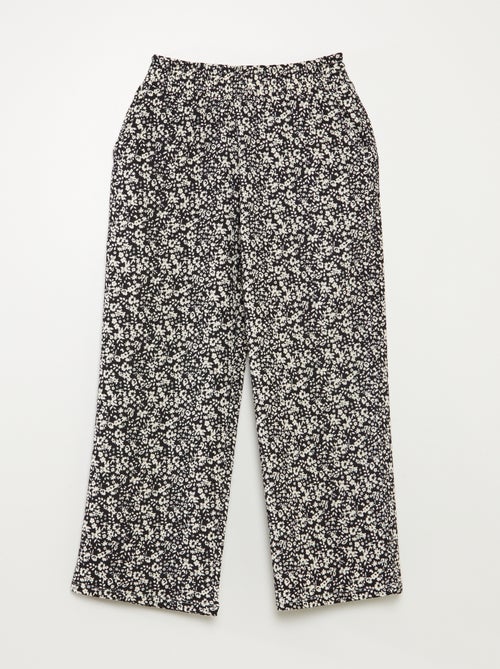 Conjunto t-shirt e calças fluidas estampado florido - 2 peças - Kiabi