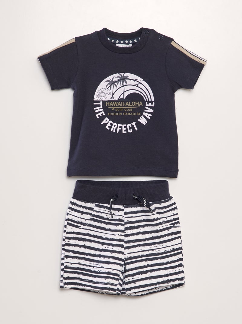 Conjunto t-shirt e calções AZUL - Kiabi