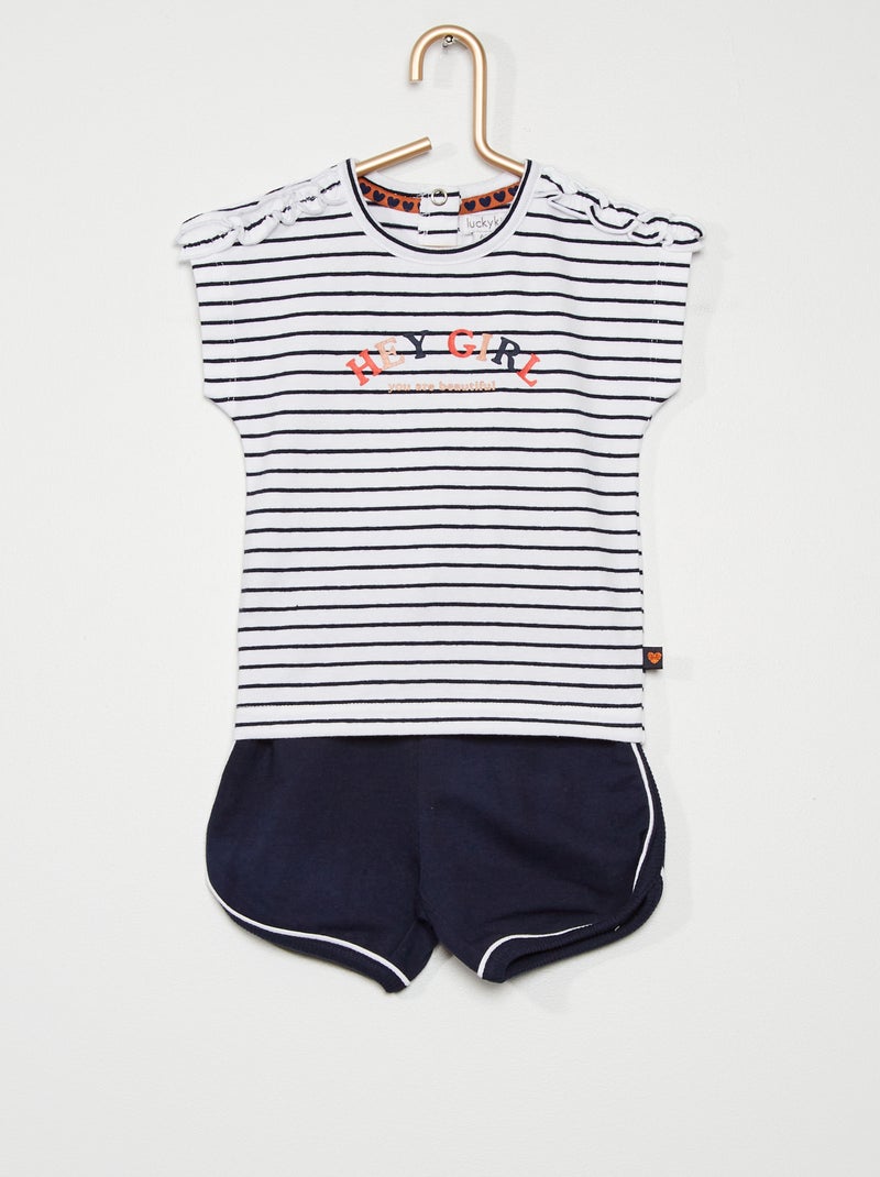 Conjunto t-shirt e calções BEGE - Kiabi