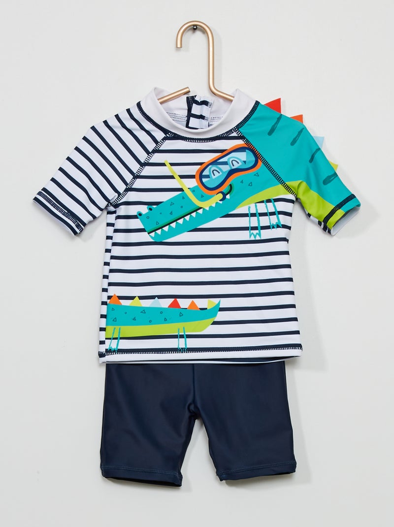 Conjunto t-shirt e calções de banho 'crocodilo' BEGE - Kiabi