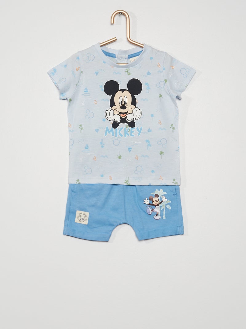 Conjunto t-shirt e calções 'Mickey' Azul/ Azul - Kiabi