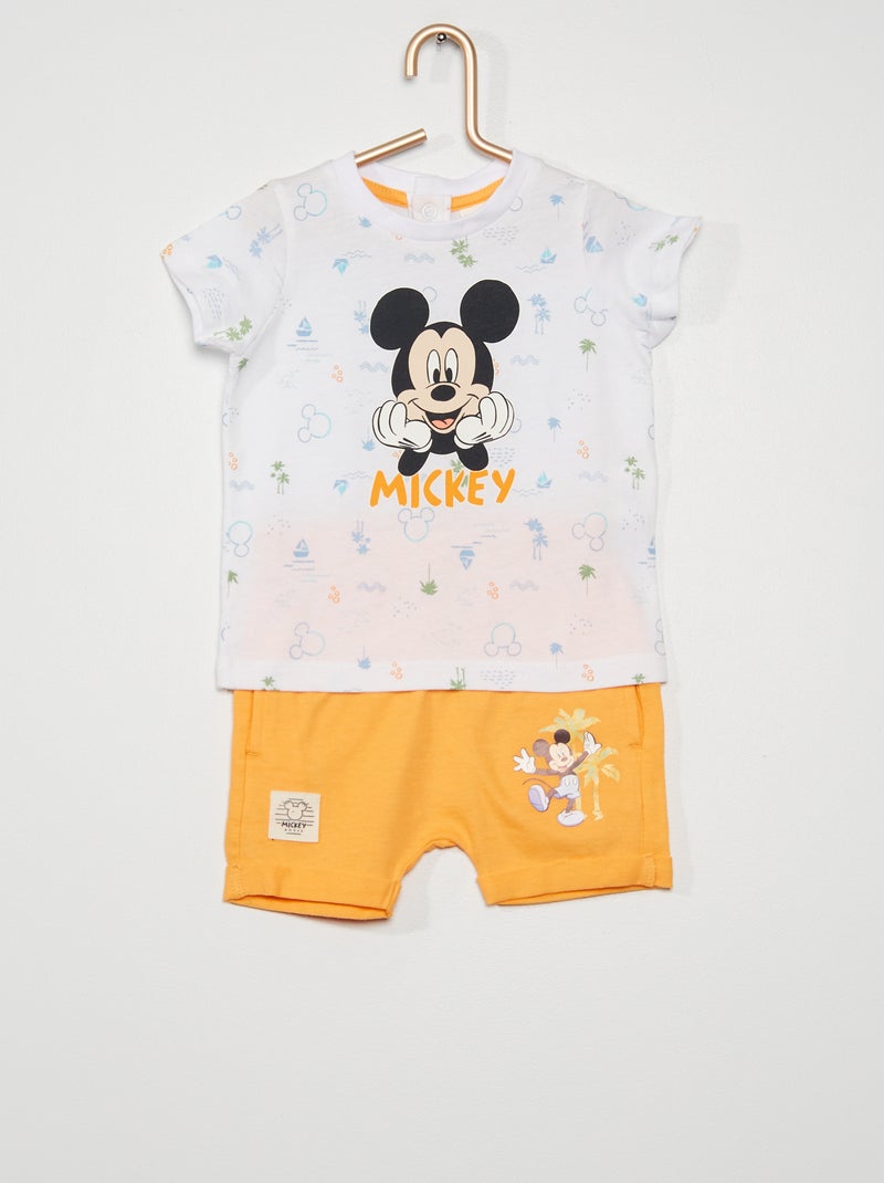 Conjunto t-shirt e calções 'Mickey' BRANCO - Kiabi
