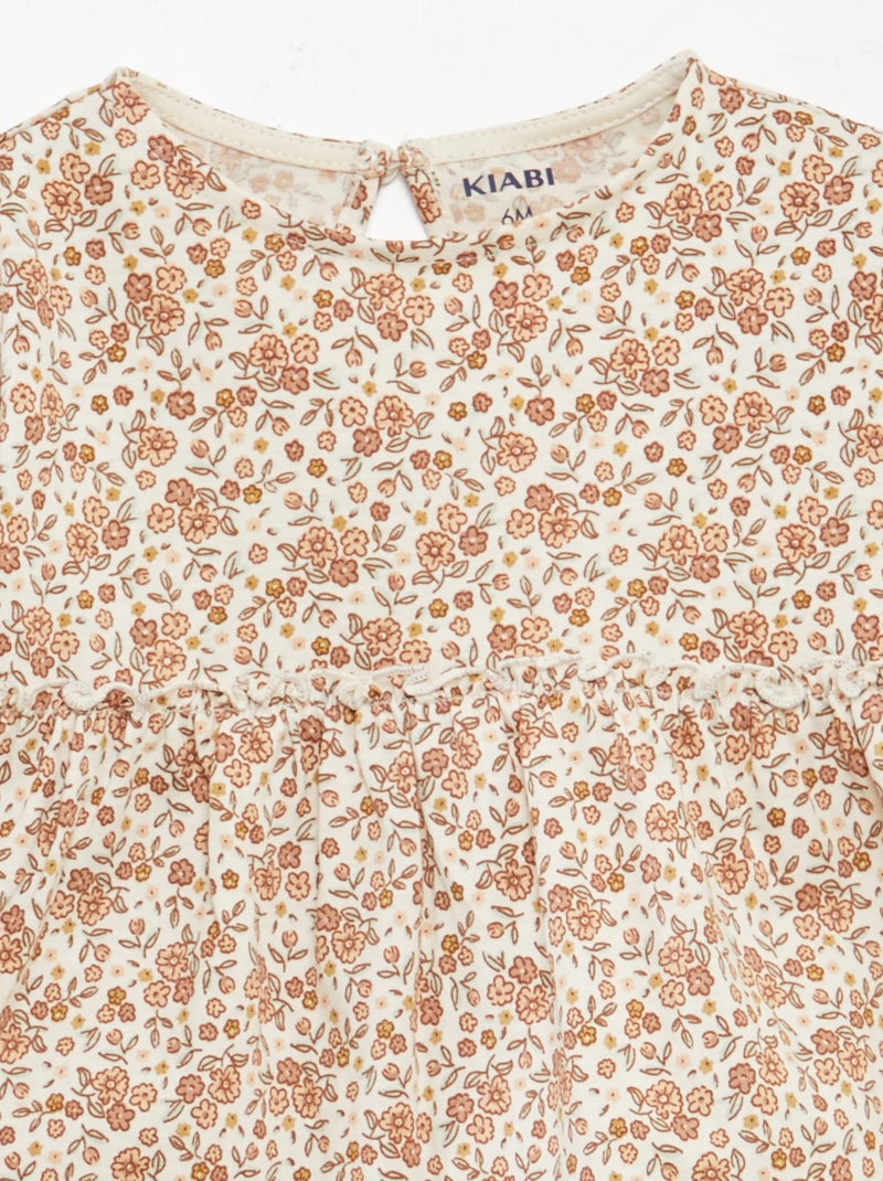 Conjunto t-shirt florida + leggings caneladas - 2 peças BRANCO - Kiabi