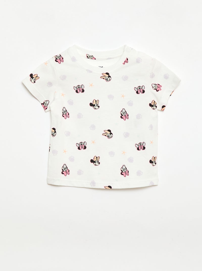 Conjunto t-shirt + jardineira curta 'Disney' 'Mickey' Branco - Kiabi