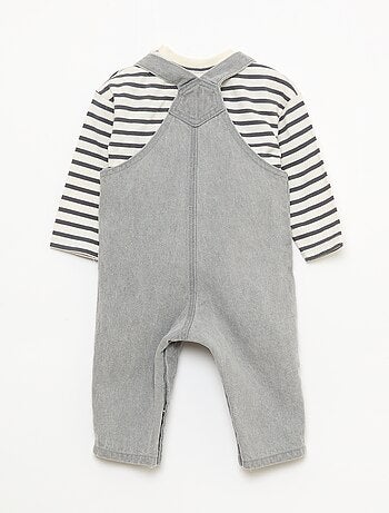 Conjunto t-shirt + jardineiras - 2 peças