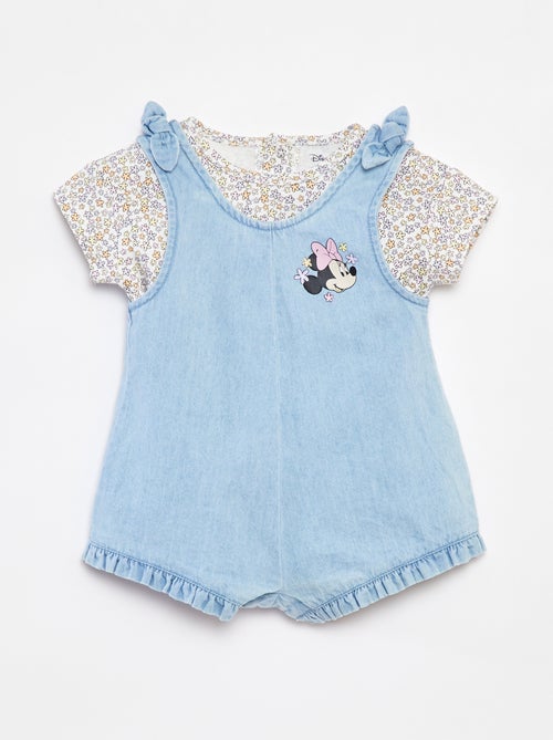 Conjunto t-shirt + jardineiras de ganga 'Minnie' - Kiabi