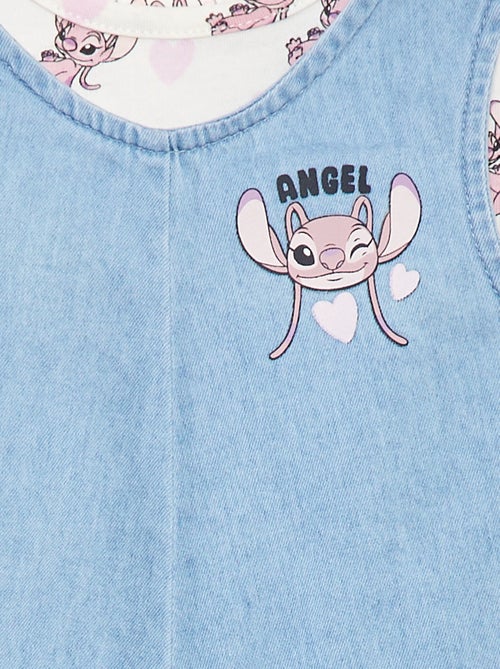 Conjunto t-shirt + jardineiras de ganga 'Stitch' - Kiabi