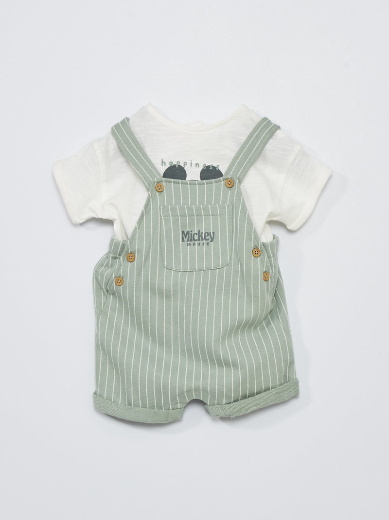 Conjunto t-shirt + jardineiras 'Mickey'  - 2 peças BRANCO - Kiabi