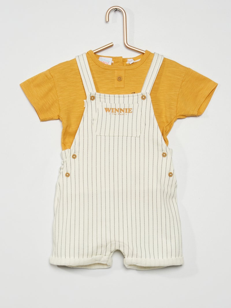 Conjunto t-shirt + jardineiras 'Mickey' AMARELO - Kiabi