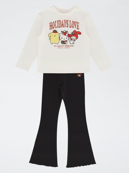 Conjunto t-shirt + legging flare \'Hello Kitty\' - 2 peças - Kiabi