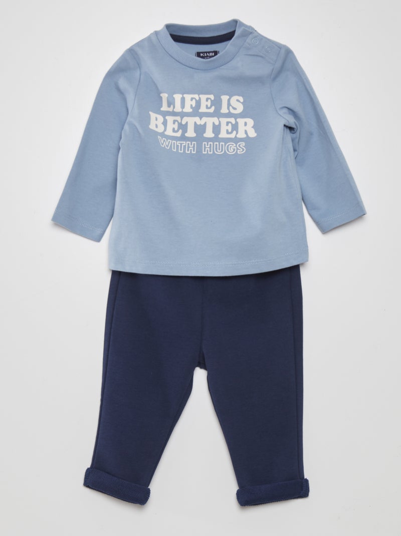 Conjunto t-shirt + leggings - 2 peças AZUL - Kiabi