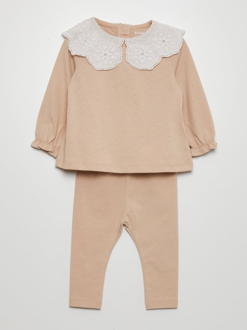 Conjunto t-shirt + leggings - 2 peças BEGE - Kiabi