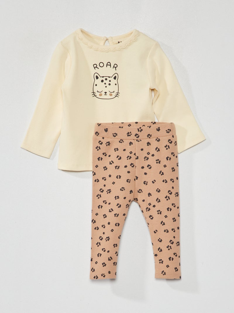 Conjunto t-shirt + leggings - 2 peças BRANCO - Kiabi