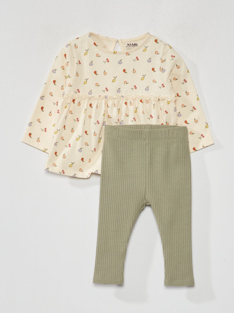 Conjunto t-shirt + leggings - 2 peças BRANCO - Kiabi