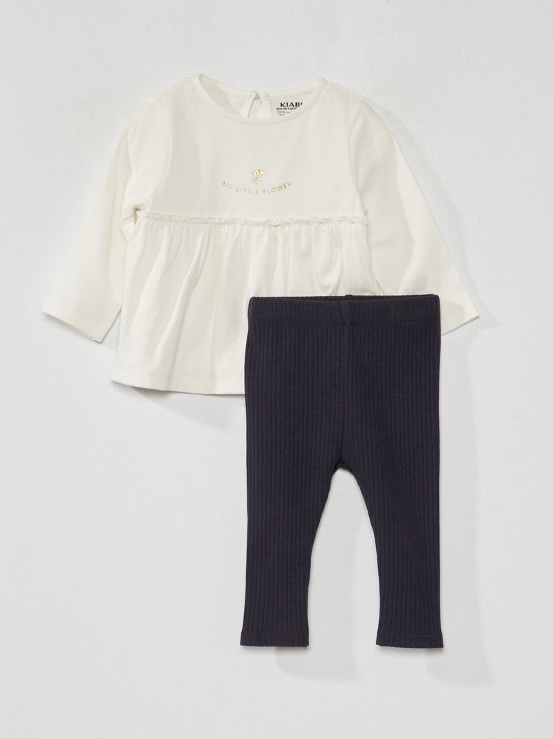 Conjunto t-shirt + leggings - 2 peças BRANCO - Kiabi
