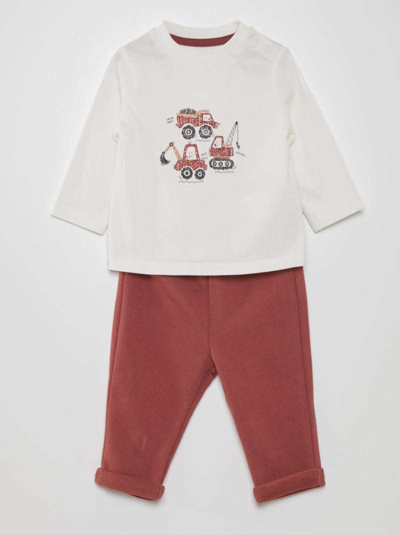 Conjunto t-shirt + leggings - 2 peças BRANCO - Kiabi