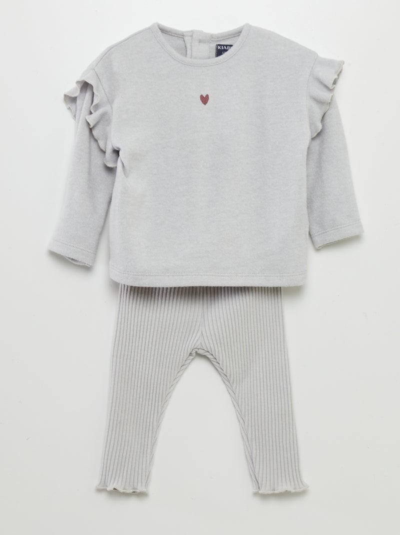Conjunto t-shirt + leggings  - 2 peças CINZA - Kiabi