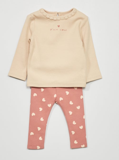 Conjunto t-shirt + leggings - 2 peças - Kiabi