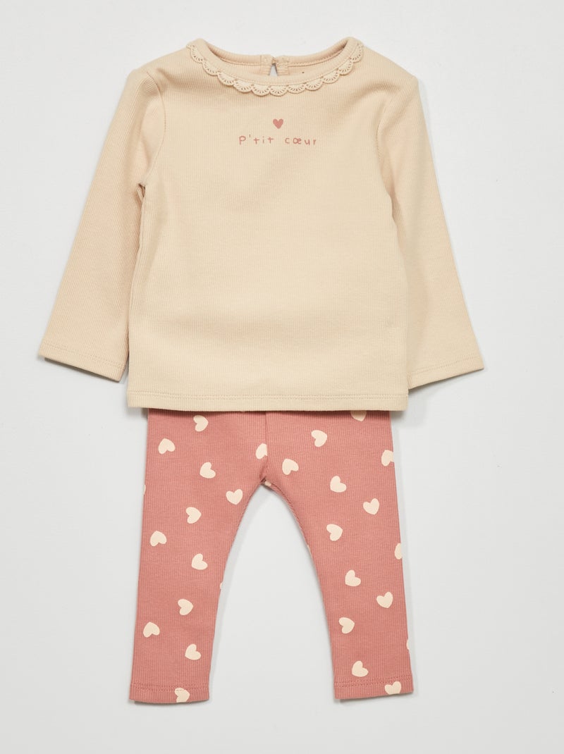 Conjunto t-shirt + leggings - 2 peças ROSA - Kiabi