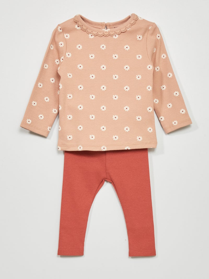 Conjunto t-shirt + leggings - 2 peças ROSA - Kiabi