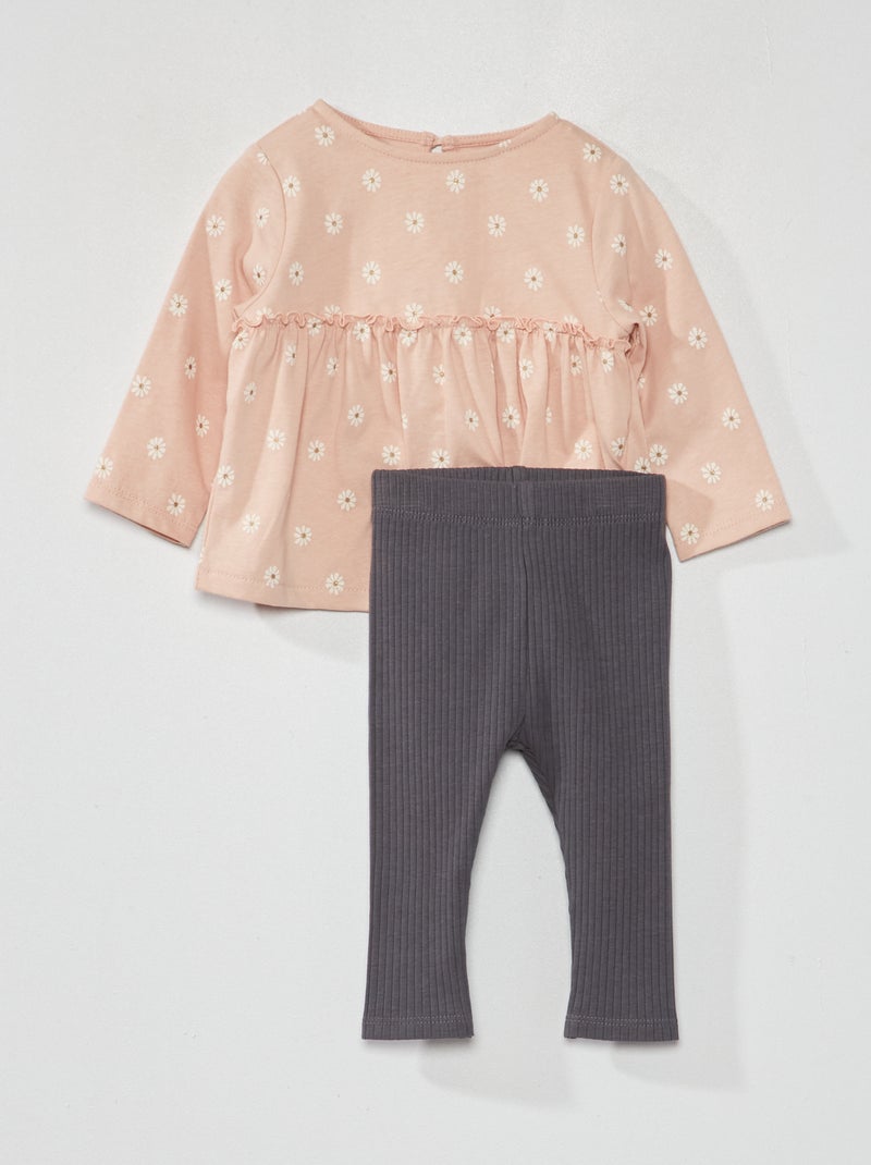 Conjunto t-shirt + leggings - 2 peças ROSA - Kiabi