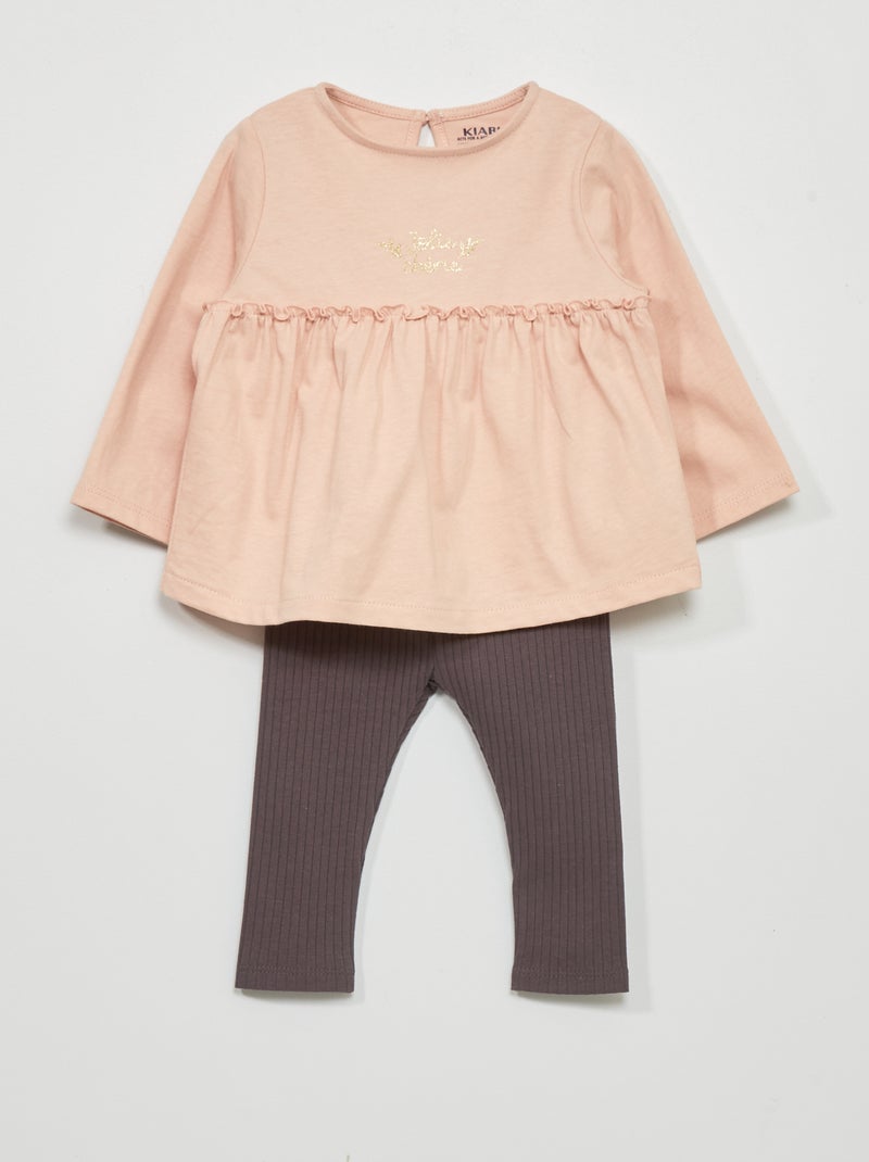 Conjunto t-shirt + leggings - 2 peças ROSA - Kiabi