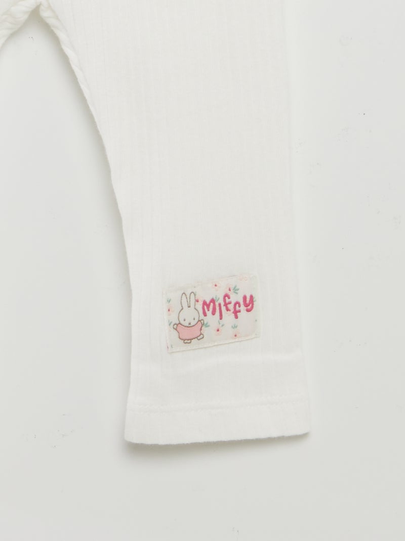 Conjunto t-shirt + leggings caneladas + bandolete 'Miffy' - 3 peças BRANCO - Kiabi