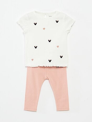 Conjunto t-shirt + leggings caneladas 'Minnie' - 2 pessoas