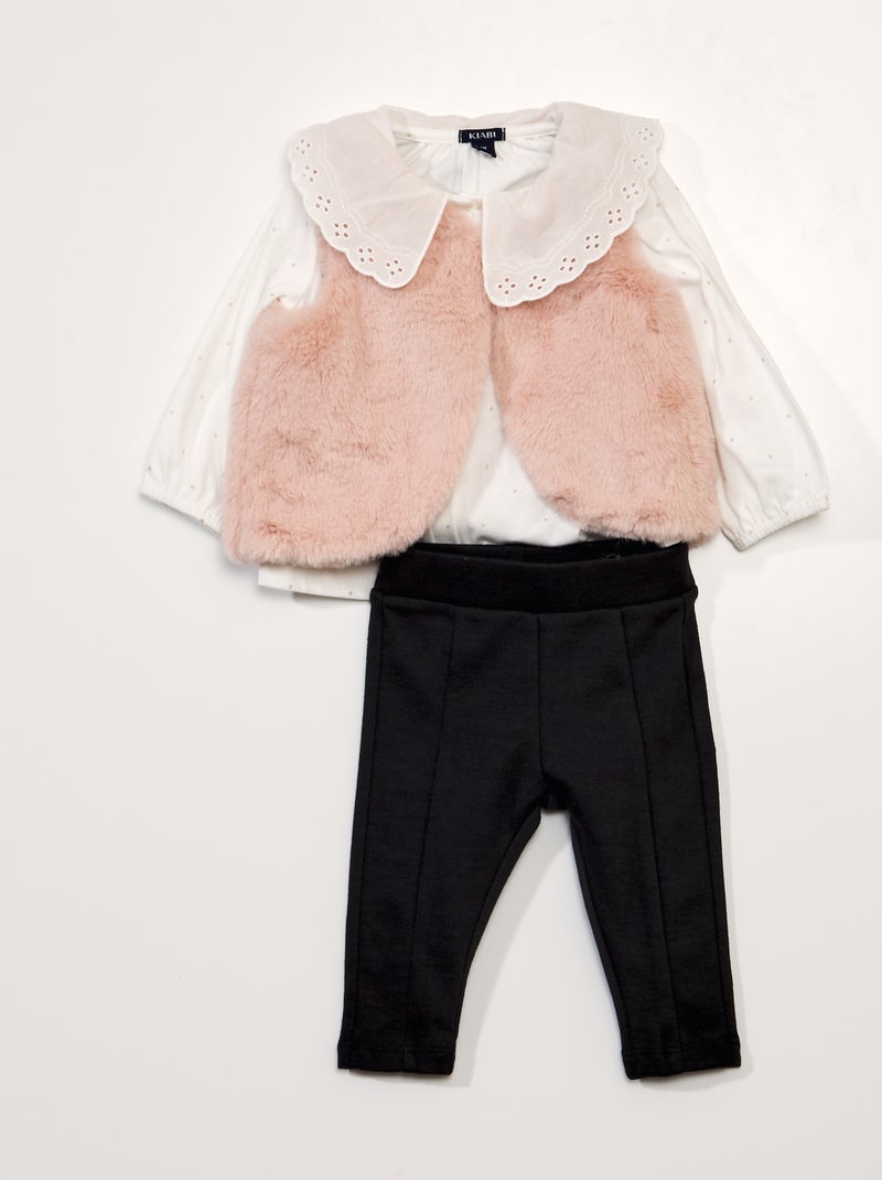 Conjunto t-shirt + leggings + casaco - 3 peças BRANCO - Kiabi