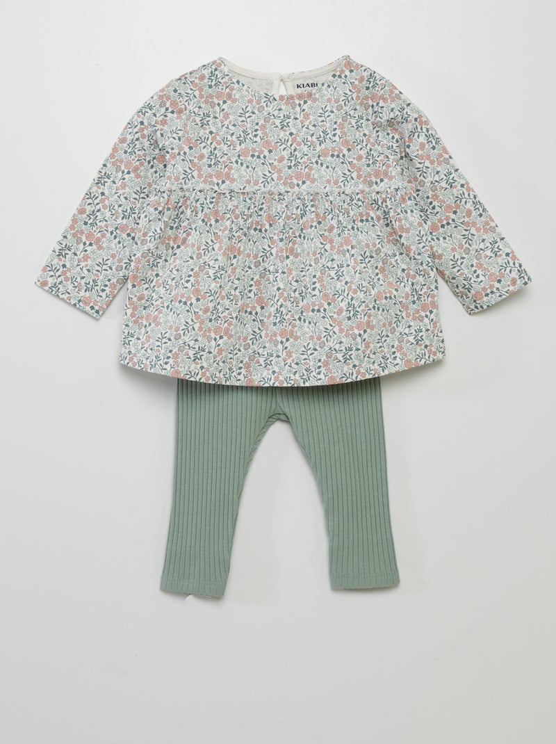 Conjunto t-shirt + leggings com estampado - 2 peças BRANCO - Kiabi