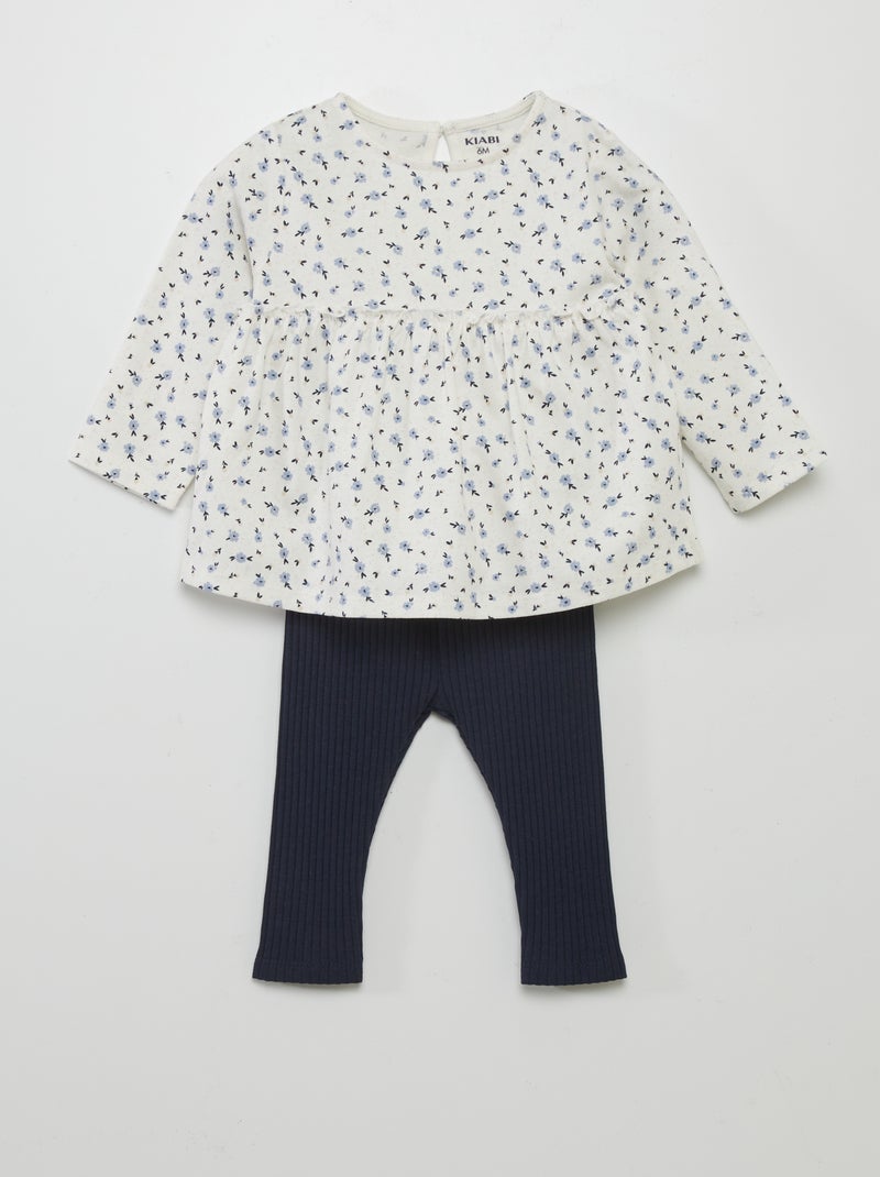 Conjunto t-shirt + leggings com estampado - 2 peças BRANCO - Kiabi