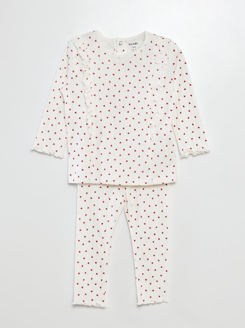 Conjunto t-shirt + leggings de pijama com motivo corações - 2 peças BRANCO - Kiabi