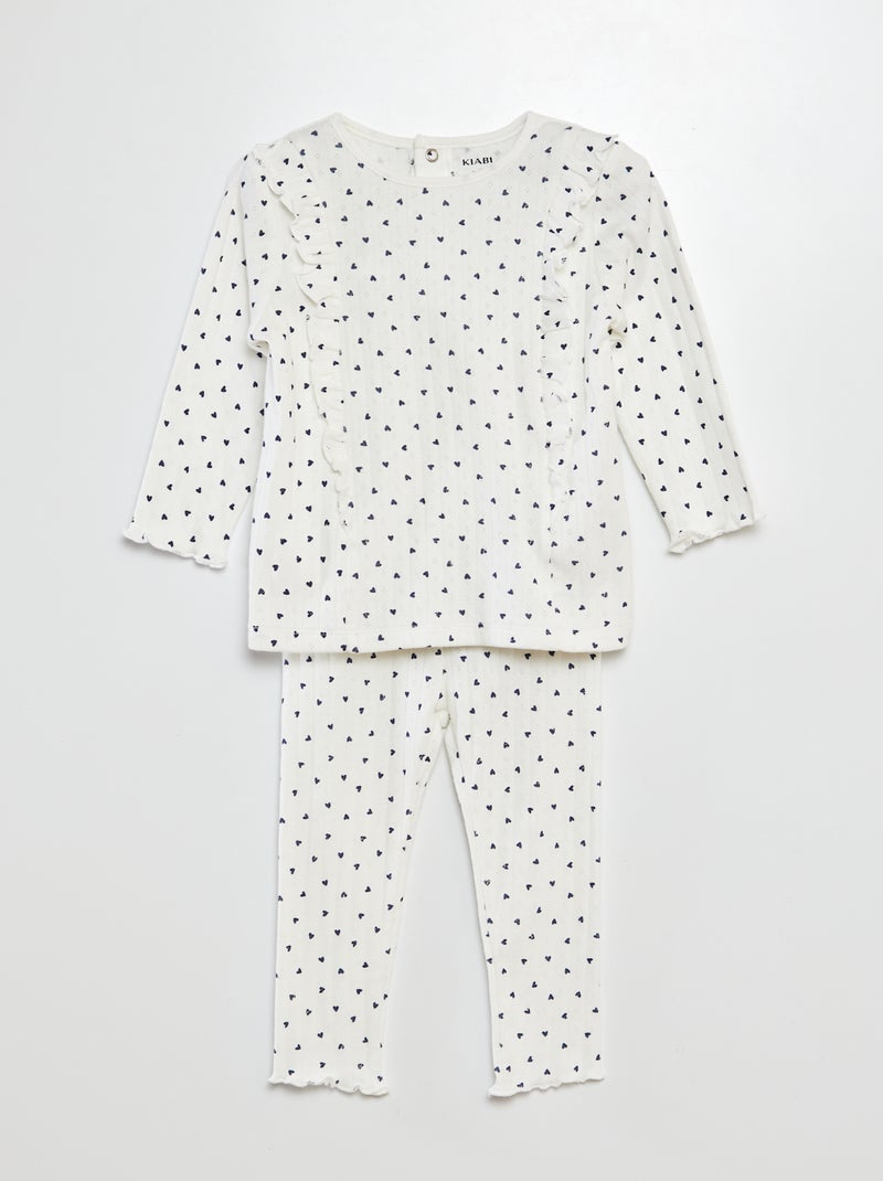 Conjunto t-shirt + leggings de pijama com motivo corações - 2 peças BRANCO - Kiabi