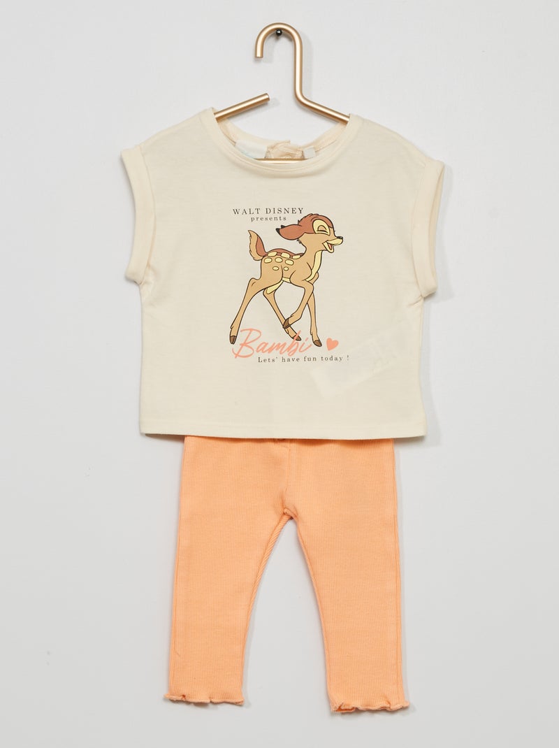 Conjunto t-shirt + leggings 'Disney' BRANCO - Kiabi