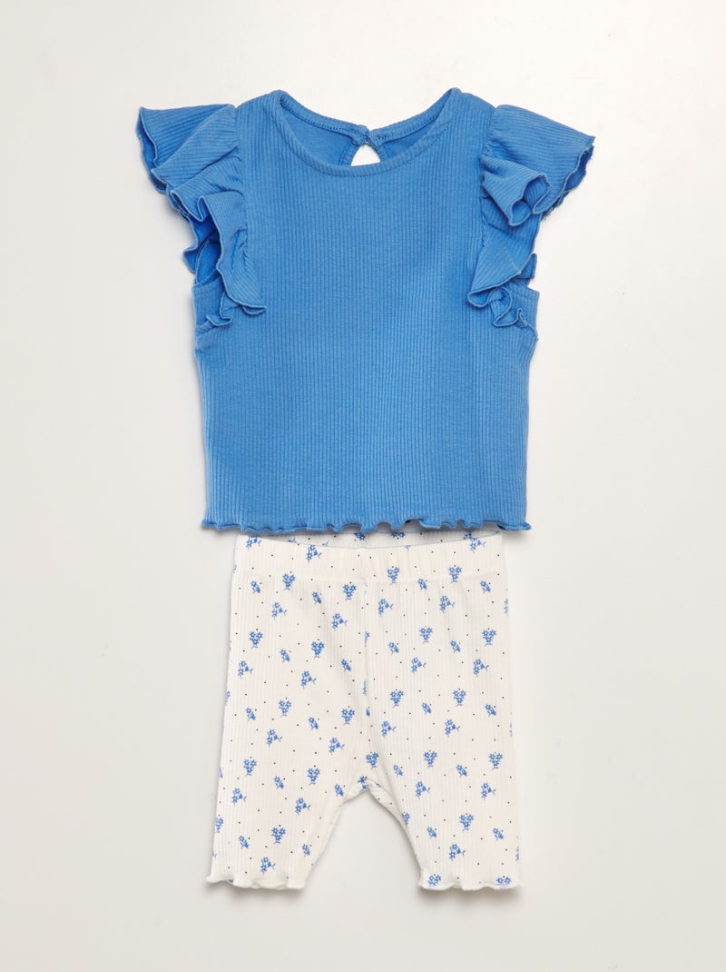 Conjunto t-shirt + leggings estampado - 2 peças BRANCO - Kiabi