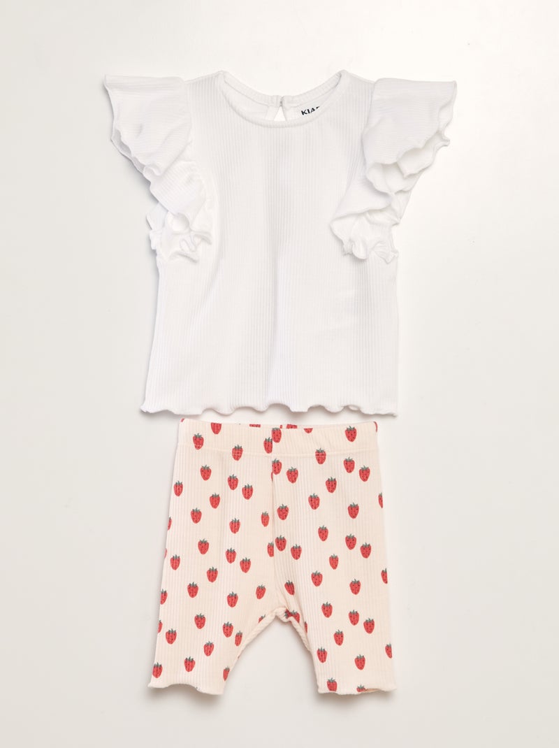 Conjunto t-shirt + leggings estampado - 2 peças ROSA - Kiabi