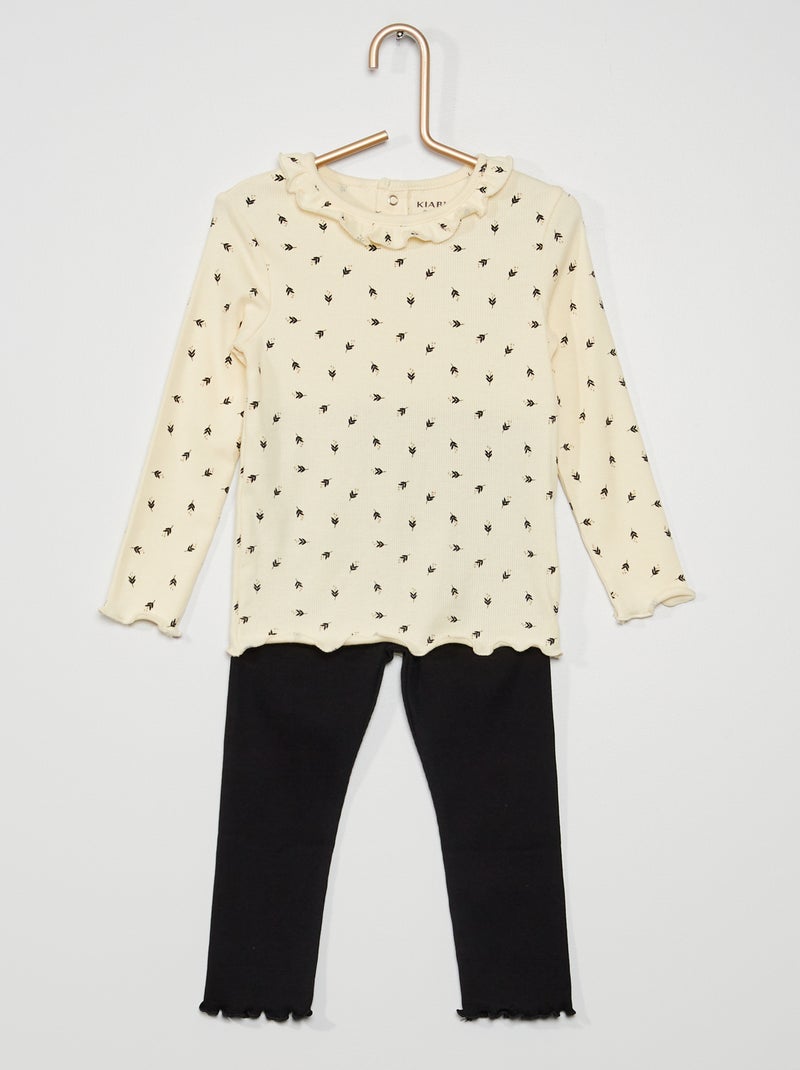 Conjunto t-shirt + leggings estampado BRANCO - Kiabi