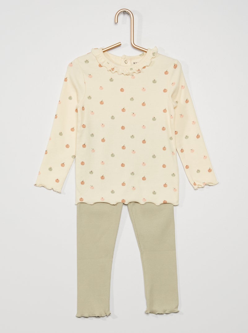 Conjunto t-shirt + leggings estampado BRANCO - Kiabi