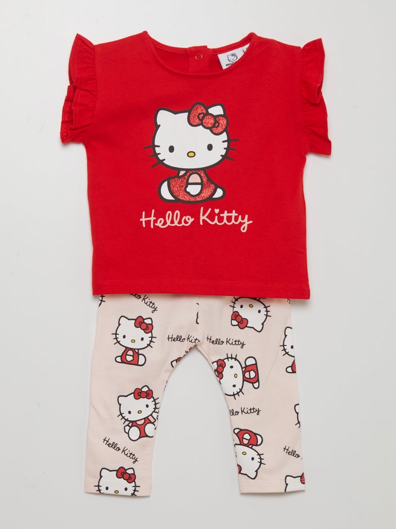 Conjunto t-shirt + leggings 'Hello Kitty' VERMELHO - Kiabi