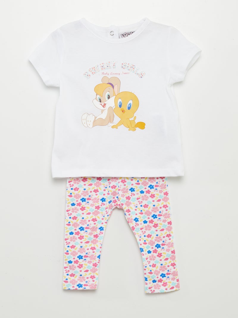 Conjunto t-shirt + leggings 'Looney Tunes' BRANCO - Kiabi