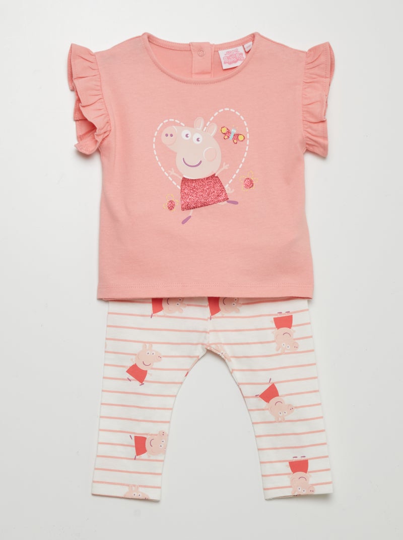 Conjunto t-shirt + leggings 'Porquinha Peppa' ROSA - Kiabi