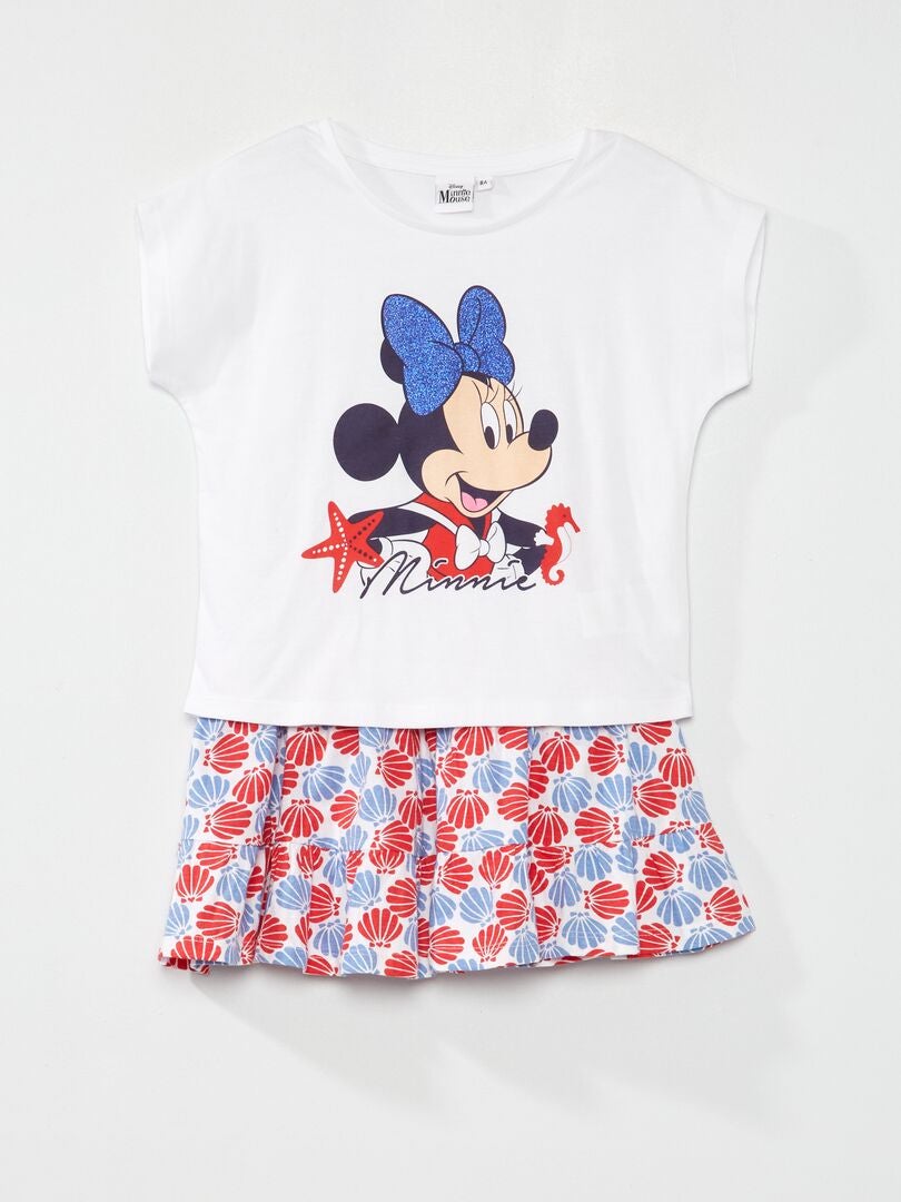 Conjunto t-shirt + saia 'Minnie' 'Disney' Branco - Kiabi