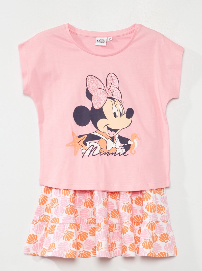 Conjunto t-shirt + saia 'Minnie' 'Disney' Rosa - Kiabi