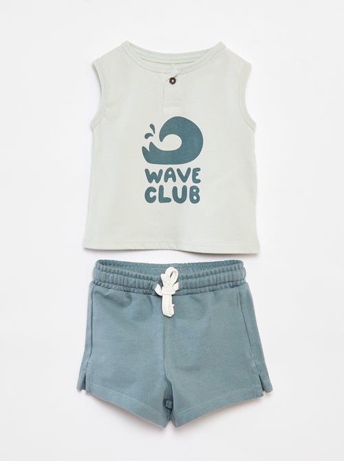 Conjunto t-shirt sem mangas + calções - 2 peças - Kiabi