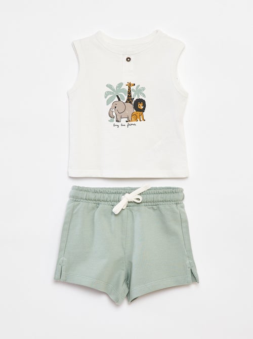 Conjunto t-shirt sem mangas + calções - 2 peças - Kiabi