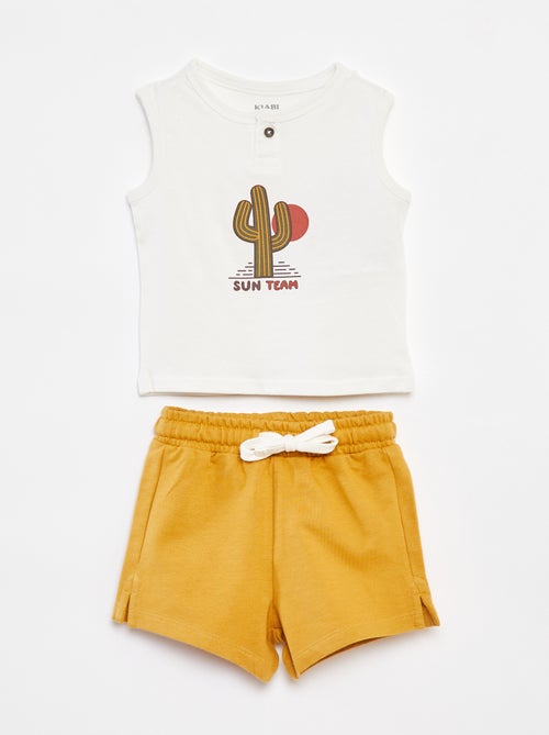 Conjunto t-shirt sem mangas + calções - 2 peças - Kiabi