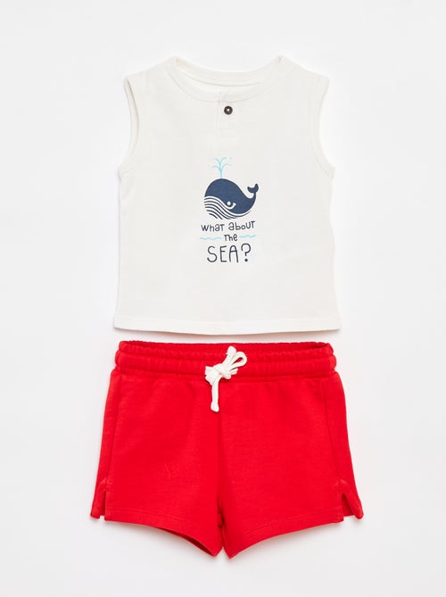 Conjunto t-shirt sem mangas + calções - 2 peças - Kiabi