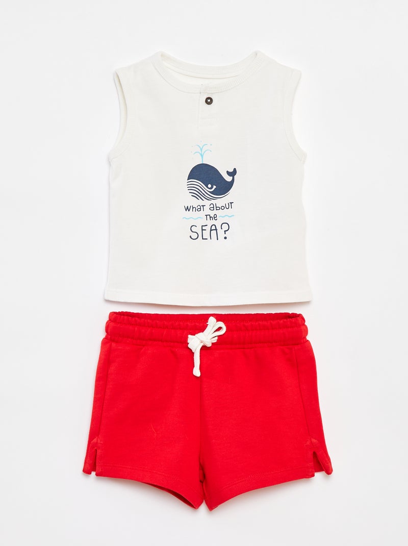 Conjunto t-shirt sem mangas + calções - 2 peças BRANCO - Kiabi