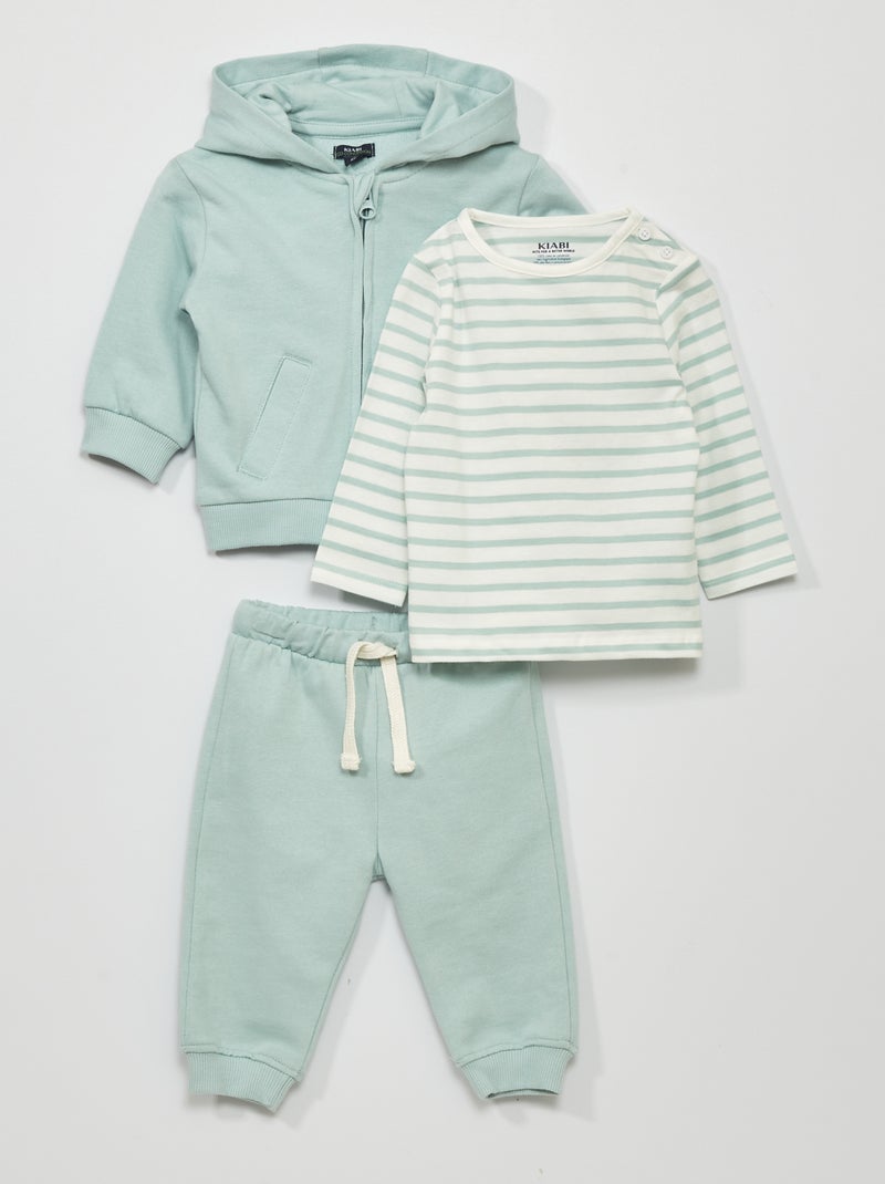 Conjunto t-shirt + sweatshirt + fato de treino - 2 peças BRANCO - Kiabi