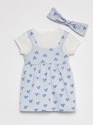 Conjunto t-shirt + vestido + bandolete - 3 peças